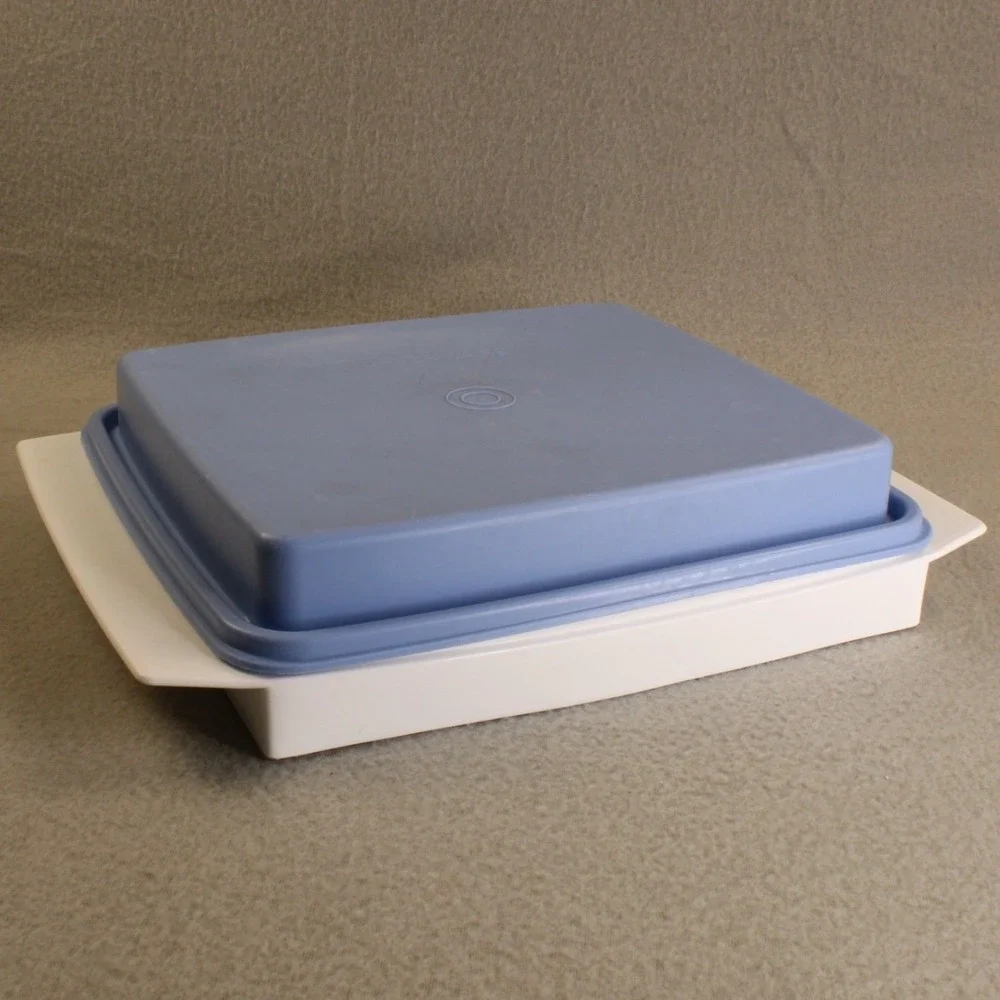 Tupperware Storage Container Rectangular Replacement Lid Base Blue White Large